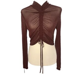 Shein Sheer Metallic Crop Top Size Large